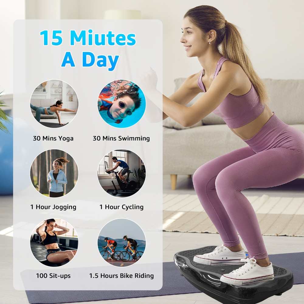 XXL 330LBS Vibration Plate Exercise Machine Body Workout Vibrate Platform Black