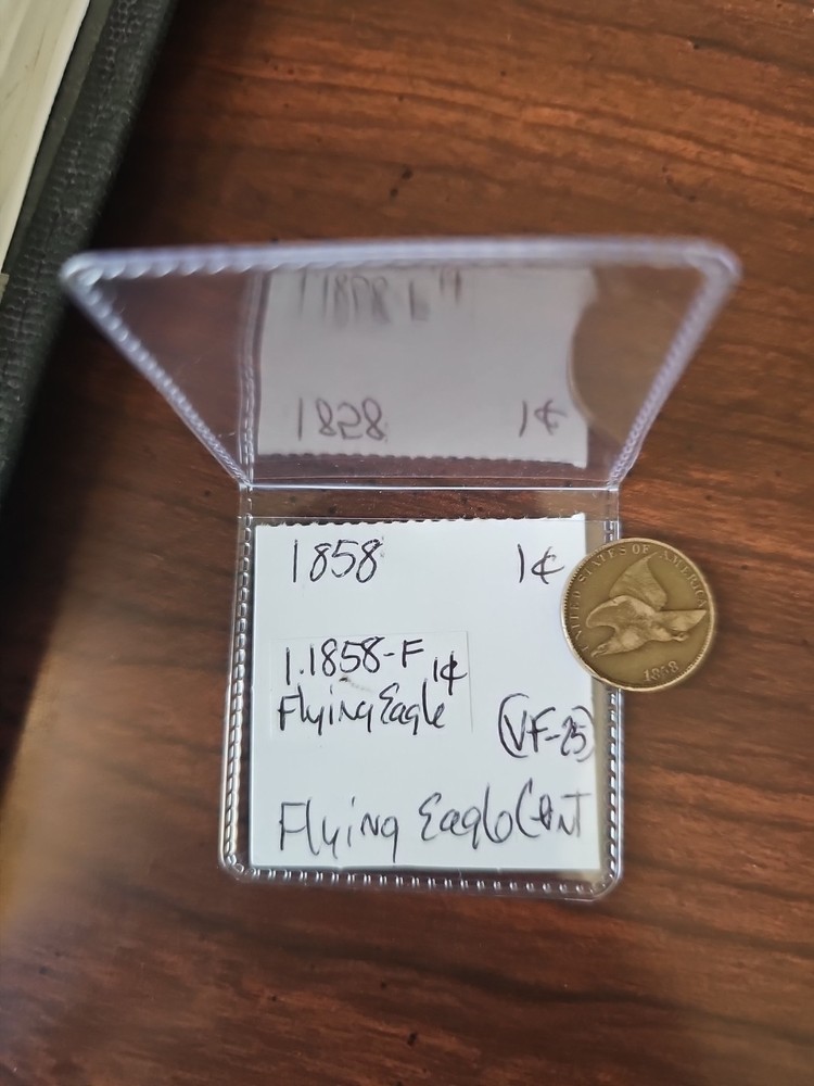 1858 Flying Eagle Cent - Rich Front & Back, VF Details
