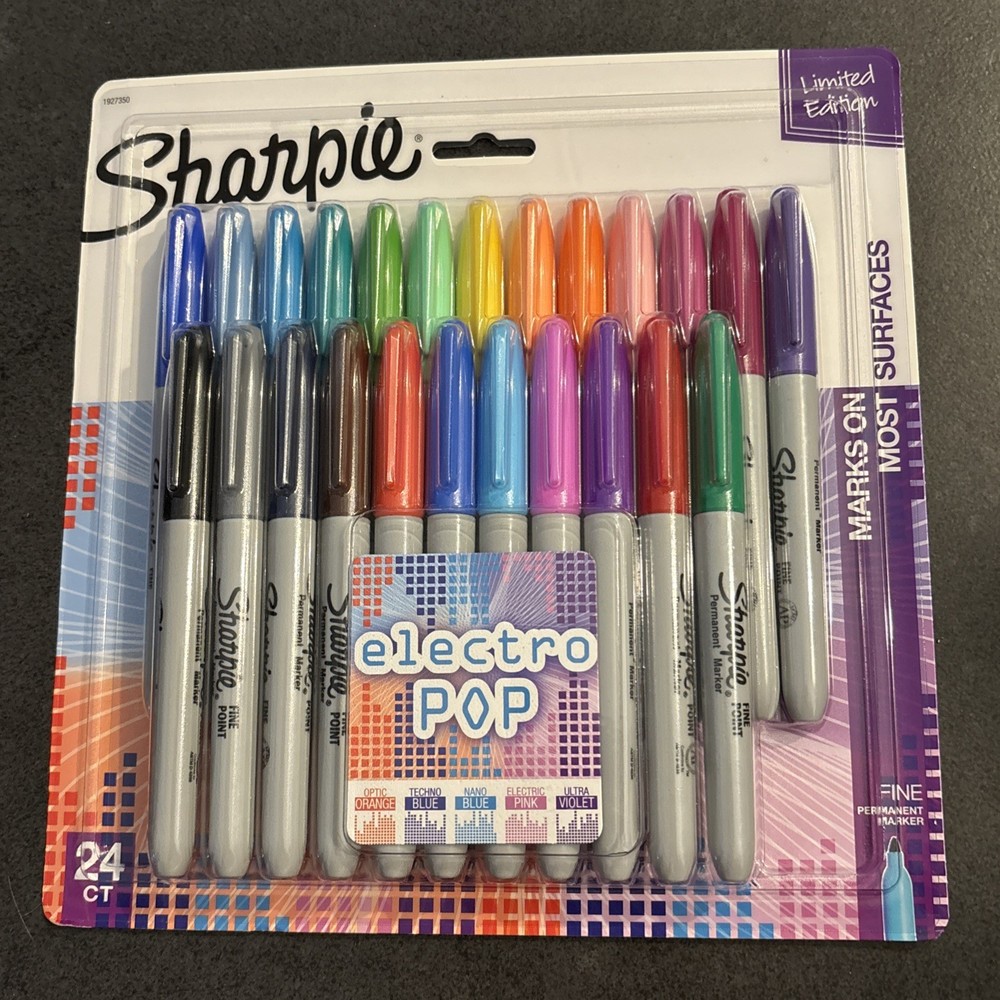 Sharpie Electro Pop Permanent Markers - Assorted Colors, 24 Count