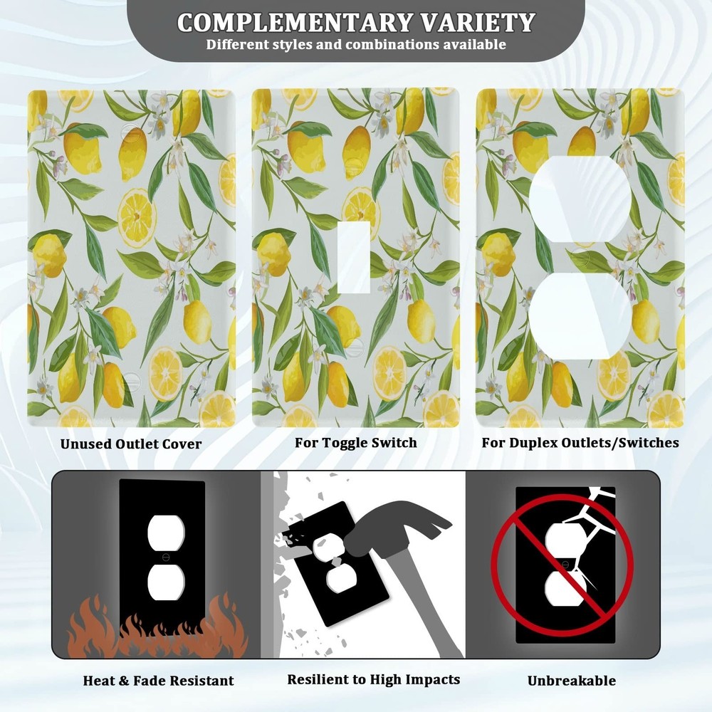 Lemon Floral Pattern Duplex Wall Plate Switch Plate Electrical Outlet Covers ...