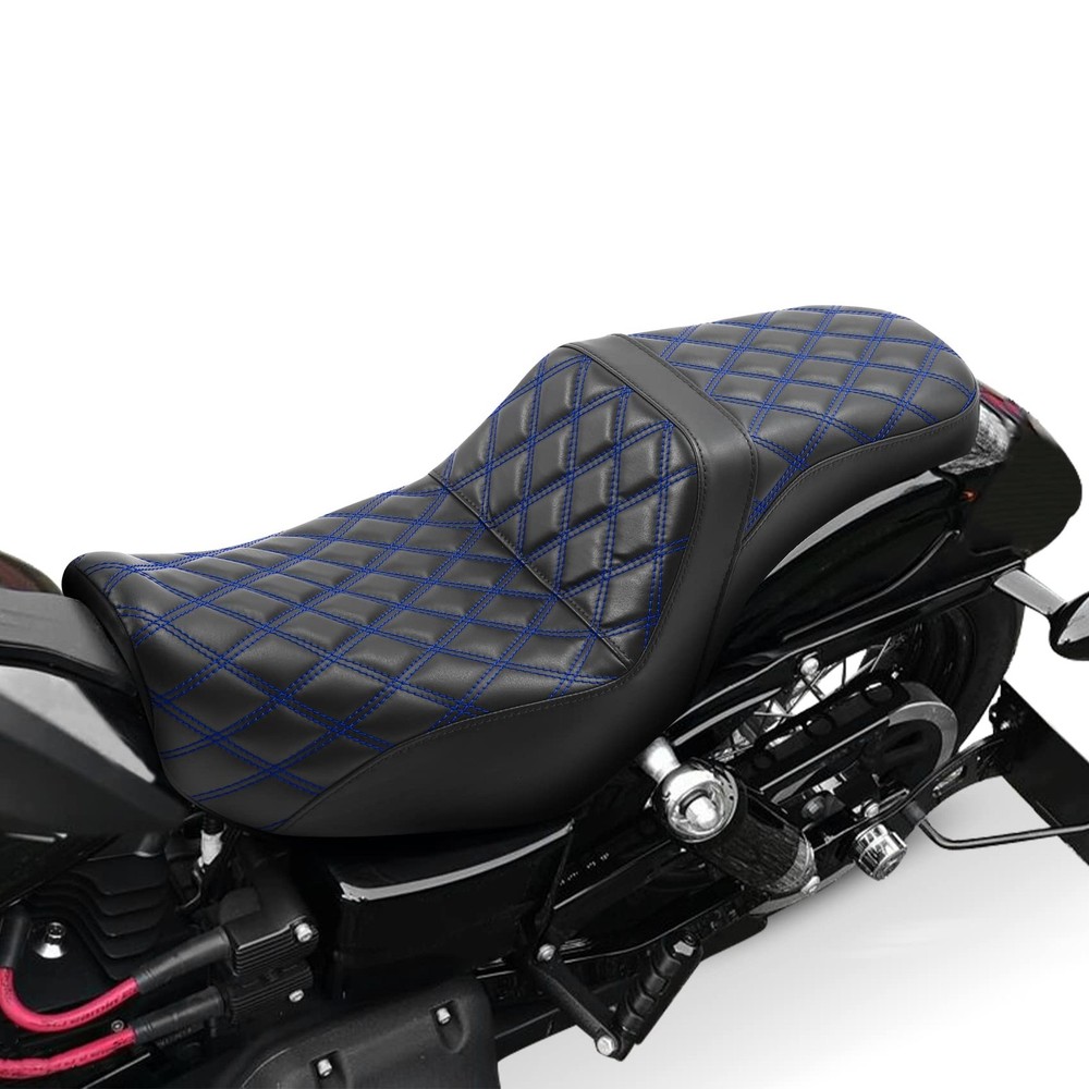 Dyna Motorcycle Seat Driver Passenger 2006-2017 Blue Stitching