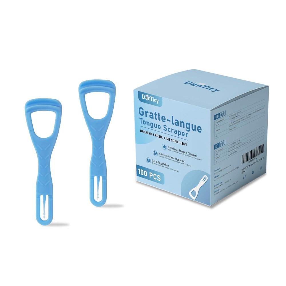 Tongue Cleaner, Scraper, Disposable, Plastic Clean Blue
