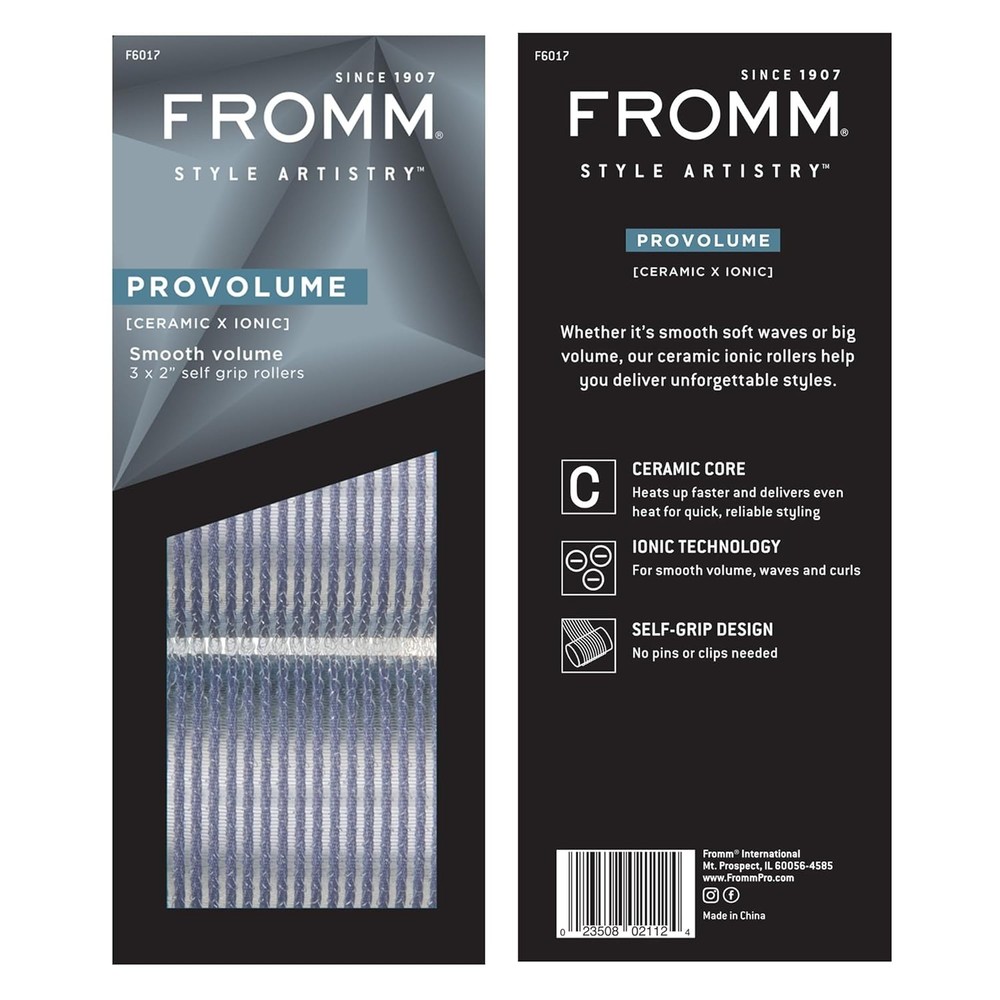 3 PACK (9) Fromm ProVolume 2" Self-Grip Ceramic Ionic Thermal Hair Rollers