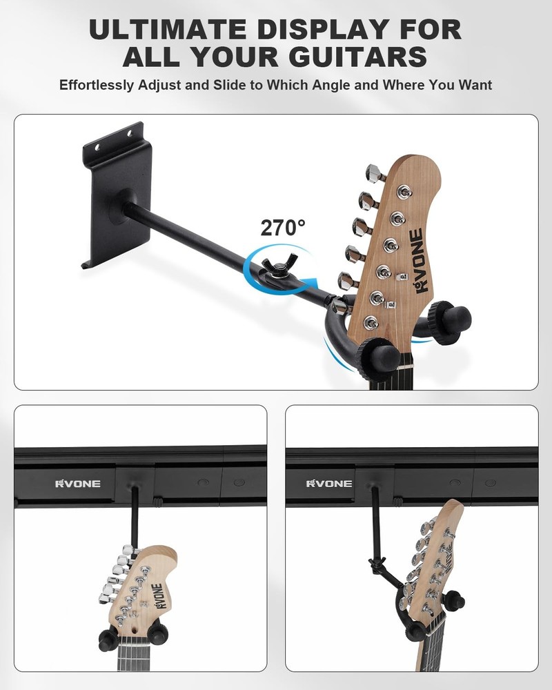 Guitar Wall Mount Hagers for Multiple Guitars, Adjustable Rubber Cradles Guit...