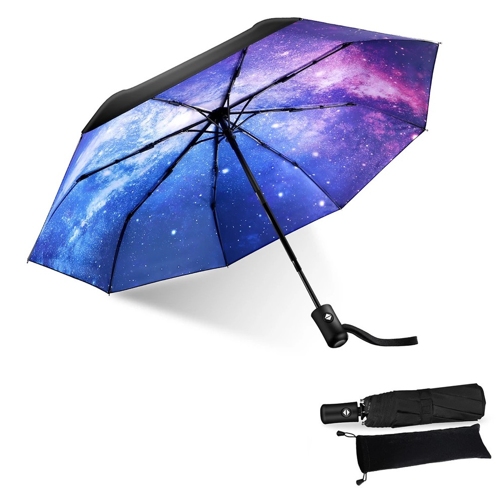 Automatic 8 Ribs Windproof Automatic Umbrella Starry Sky Retro Men Folding Trave