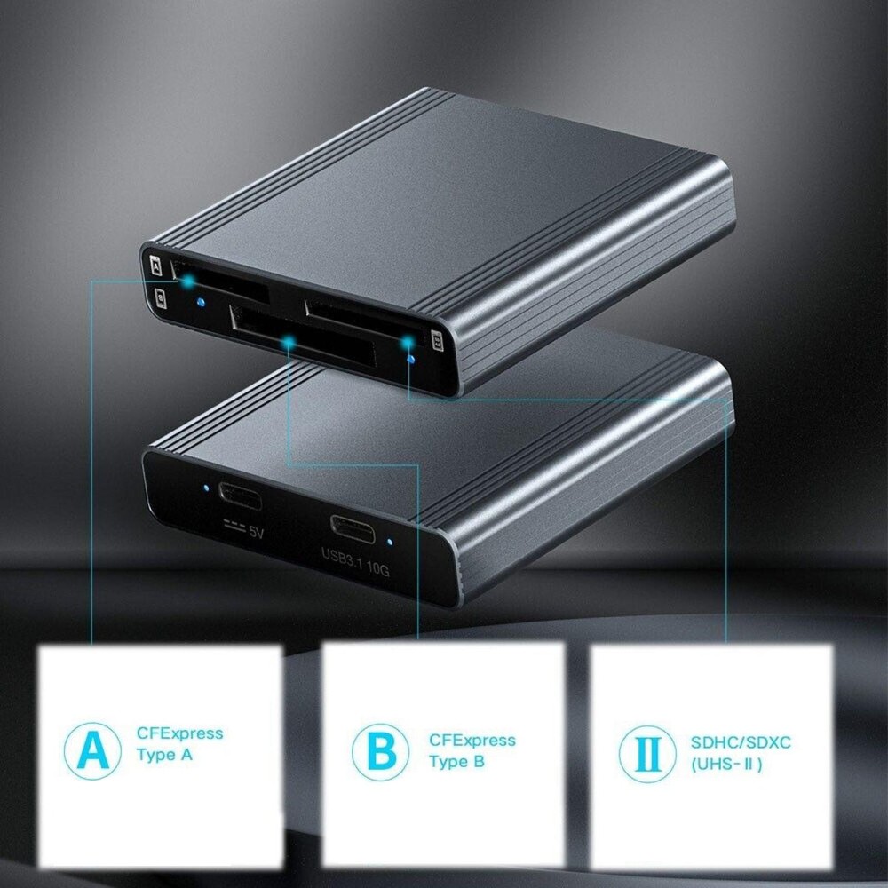 3 in 1 Card Reader USB 3.1 Gen2 10Gbps For CFexpress Type A / B/SD Memory Card A