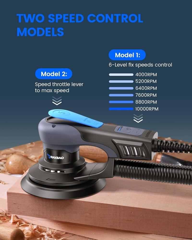 6 Inch Palm Sander 350W Variable Speed 10 Discs
