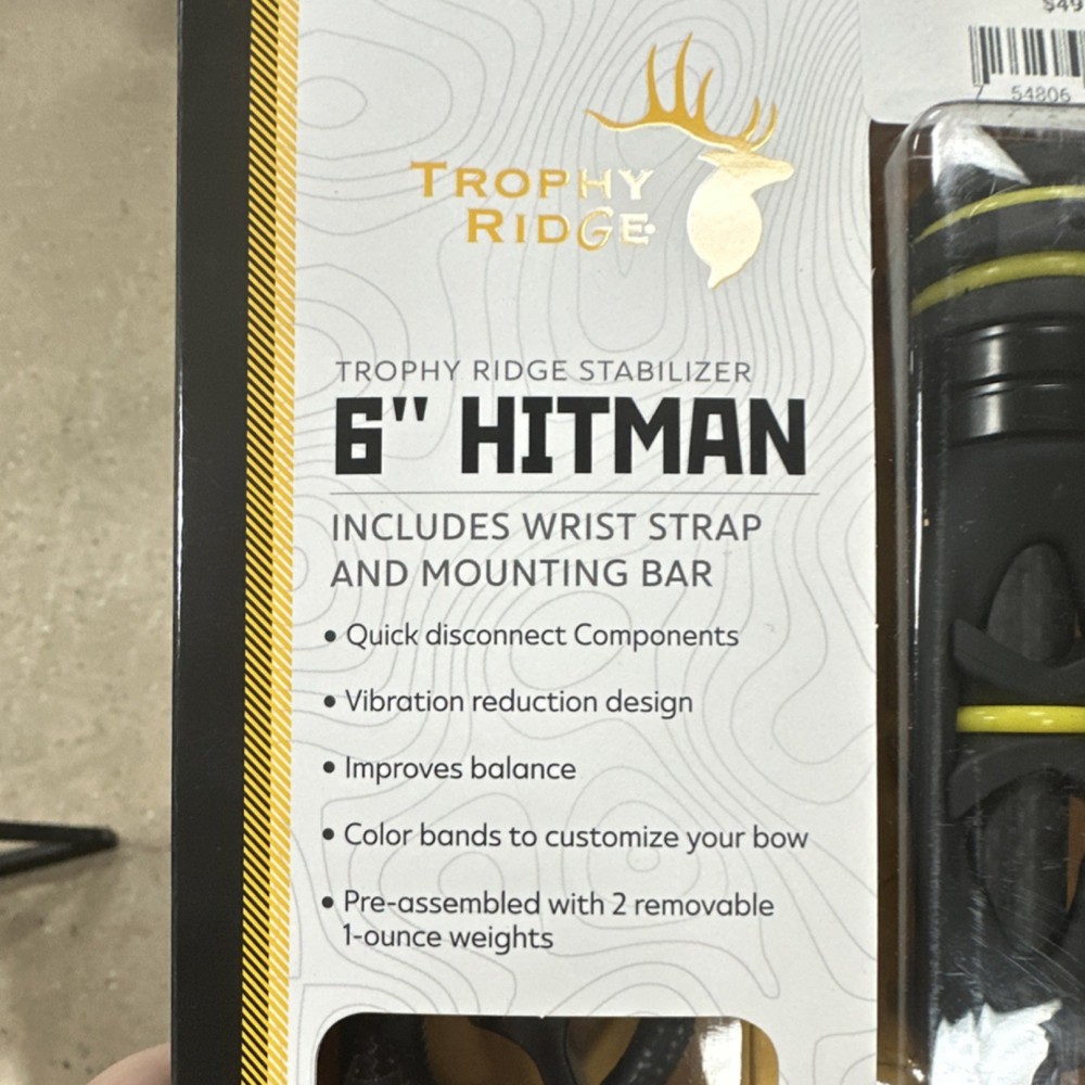 Trophy Ridge 6" Hitman Stabilizer for Compound Bow with Strap and Weights