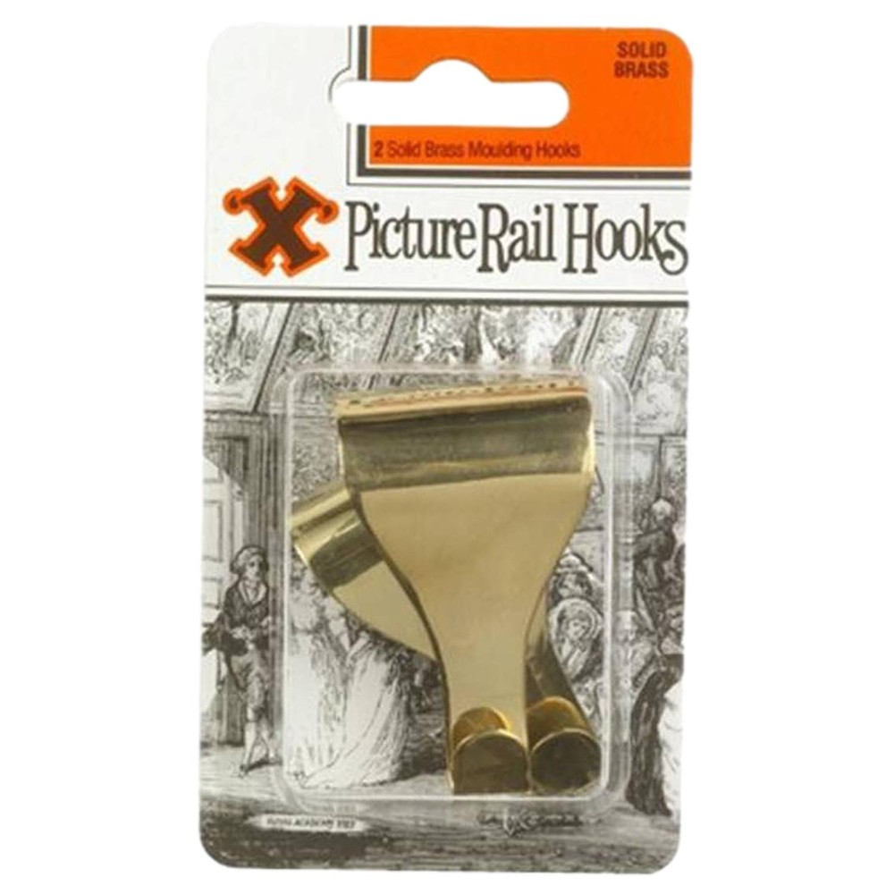 X-Hooks Picture Rail Hangers Solid Brass (2 Pack)