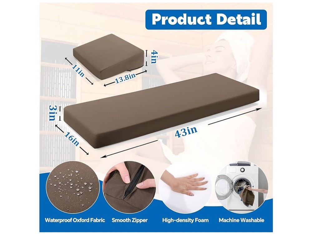 Foam Sauna Seat Cushion with Back Support