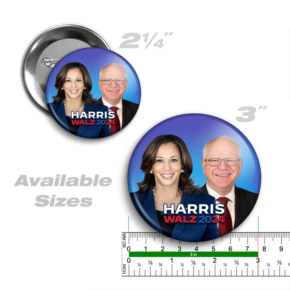 HARRIS WALZ 2024 Campaign Pins Button 3" Buttons