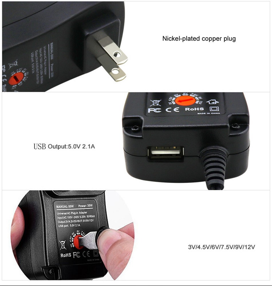 12W 3-12V Universal AC Adapter Multi-Function Charger Power Supply DC Adapter
