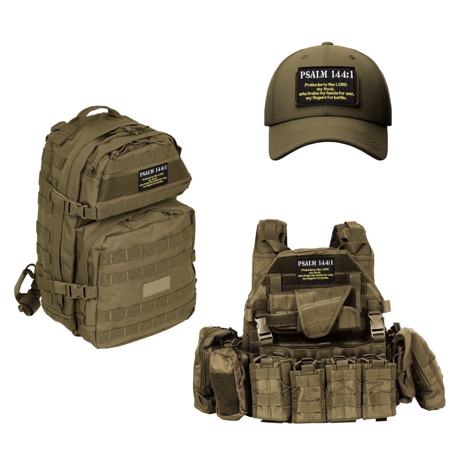 Psalm 144:1 Tactical Patch – Hook & Loop Embroidered Christian Morale Badge