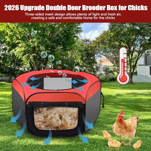 Chicken Brooder Box for Chick Starter Kit， 2026 Upgrade Double Door Chick