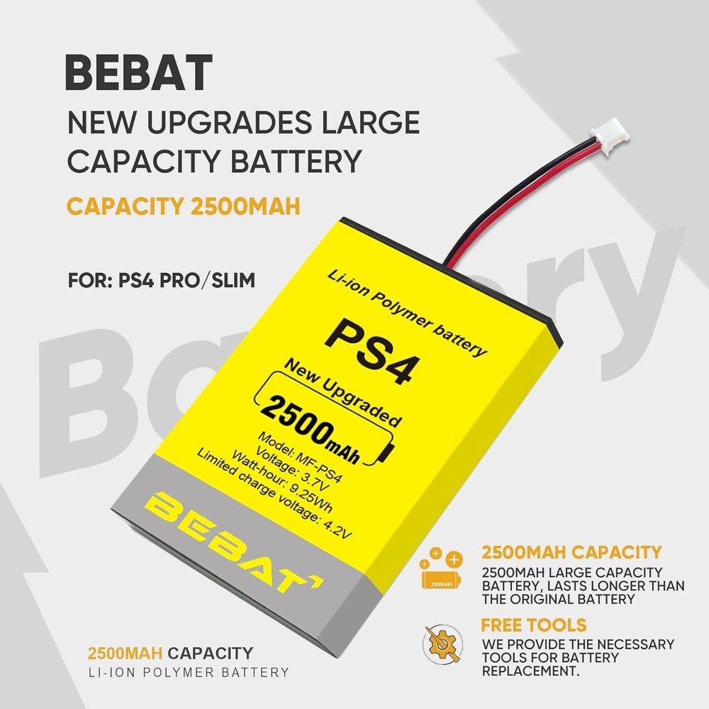 2pcs PS4 Controller Battery,2500mAh Replacement for PS4 Pro Slim Controller 2...