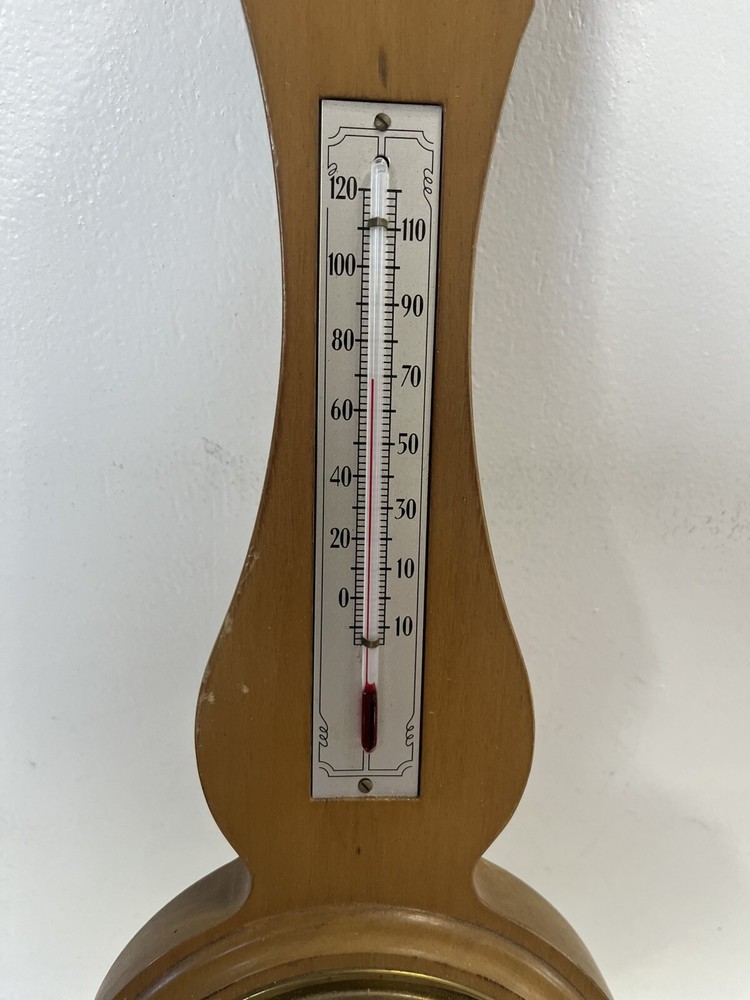 - Wall Mounted Genuine Mahogany Thermometer Barometer Hygrometer Untested