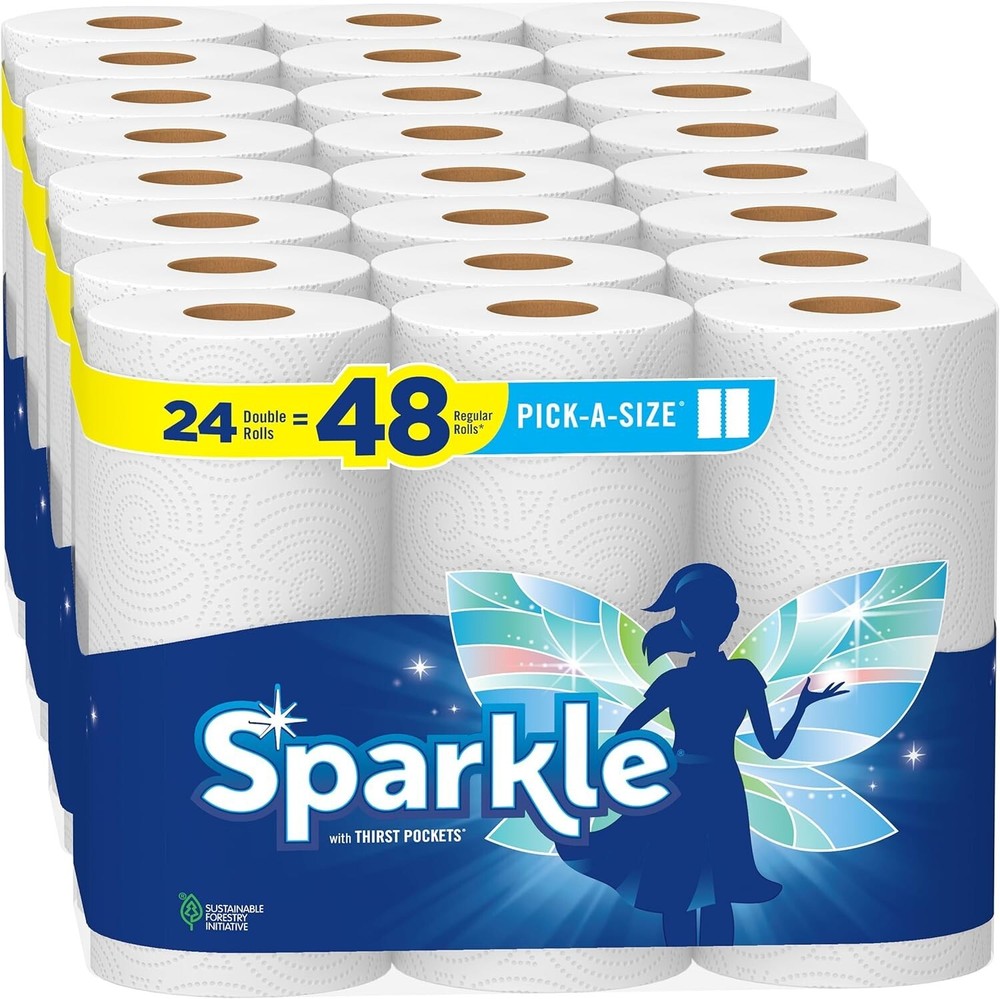 Sparkle Pick-A-Size Paper Towels, 24 Double Rolls = 48 Regular Rolls, Everyday