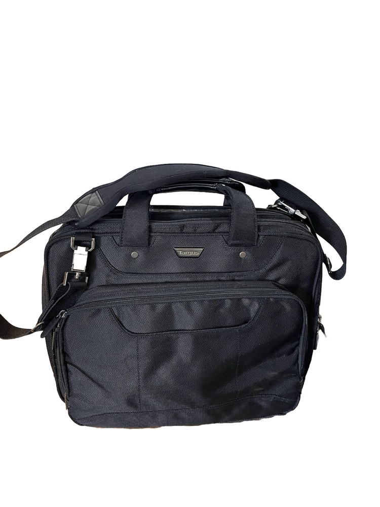 Tarus black canvas travel tote multi compartment briefcase