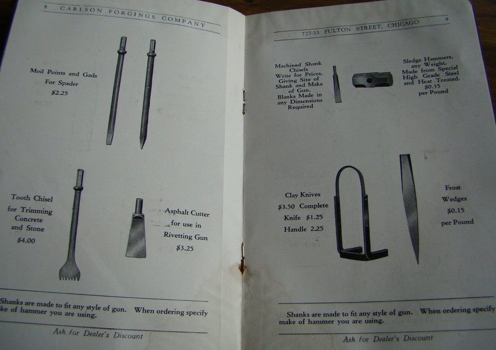 1929 Carlson Pneumatic Tools Catalog Jackhammer Bits air constructio old vintage