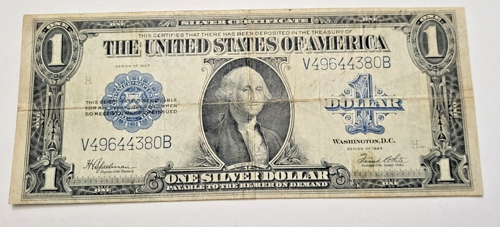 1923 $1 One Dollar SILVER CERTIFICATE  "Horse Blanket" Note
