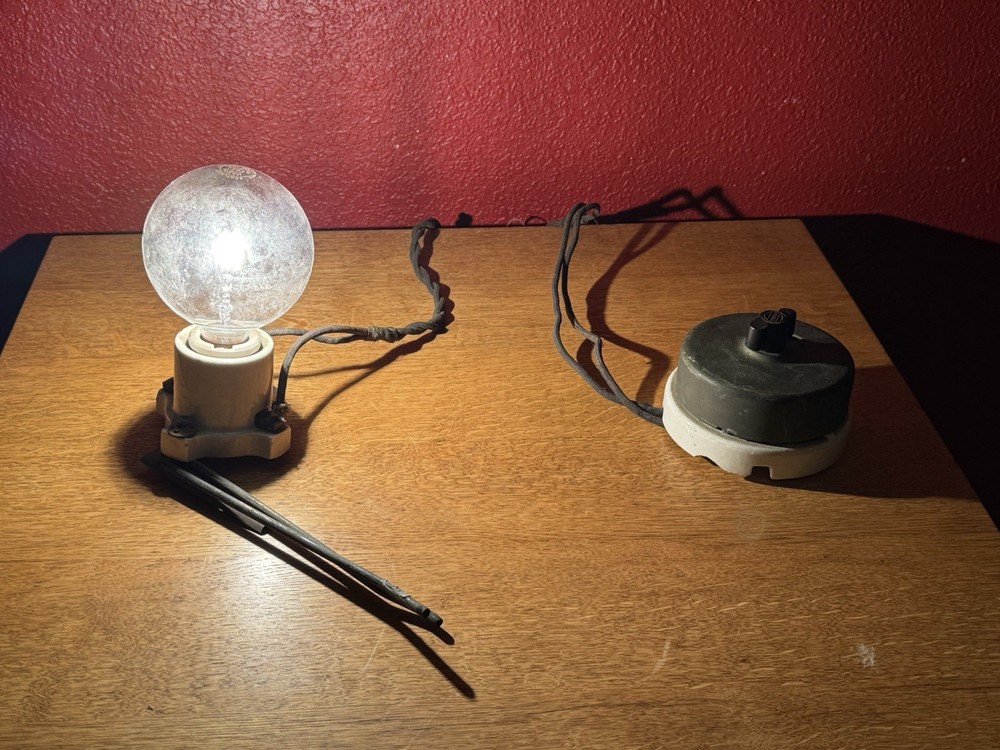 Antique Perkins Brand Light With Large Switch