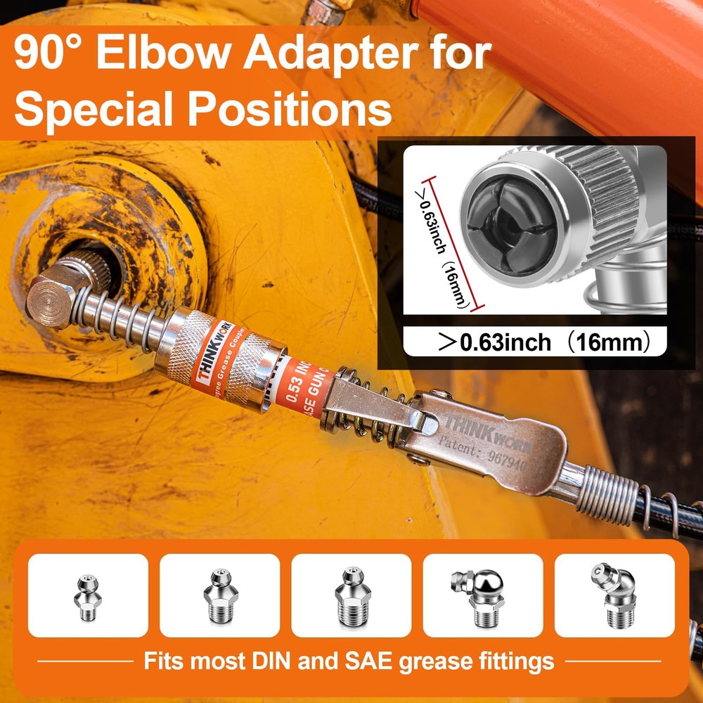 THINKWORK 4PC Quick Connect Greasing Accessory Kit, Grease Gun Couplers with...