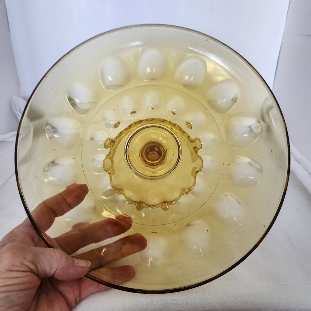 VINTAGE AMBER THUMBPRINT CAKE STAND
