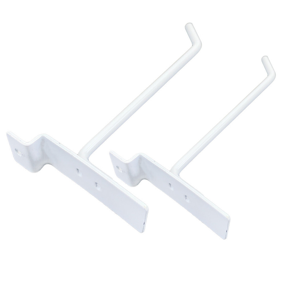 6" Slatwall Hook Panel Display Hooks, 1/4" Thickness Metal, White - PACK 12