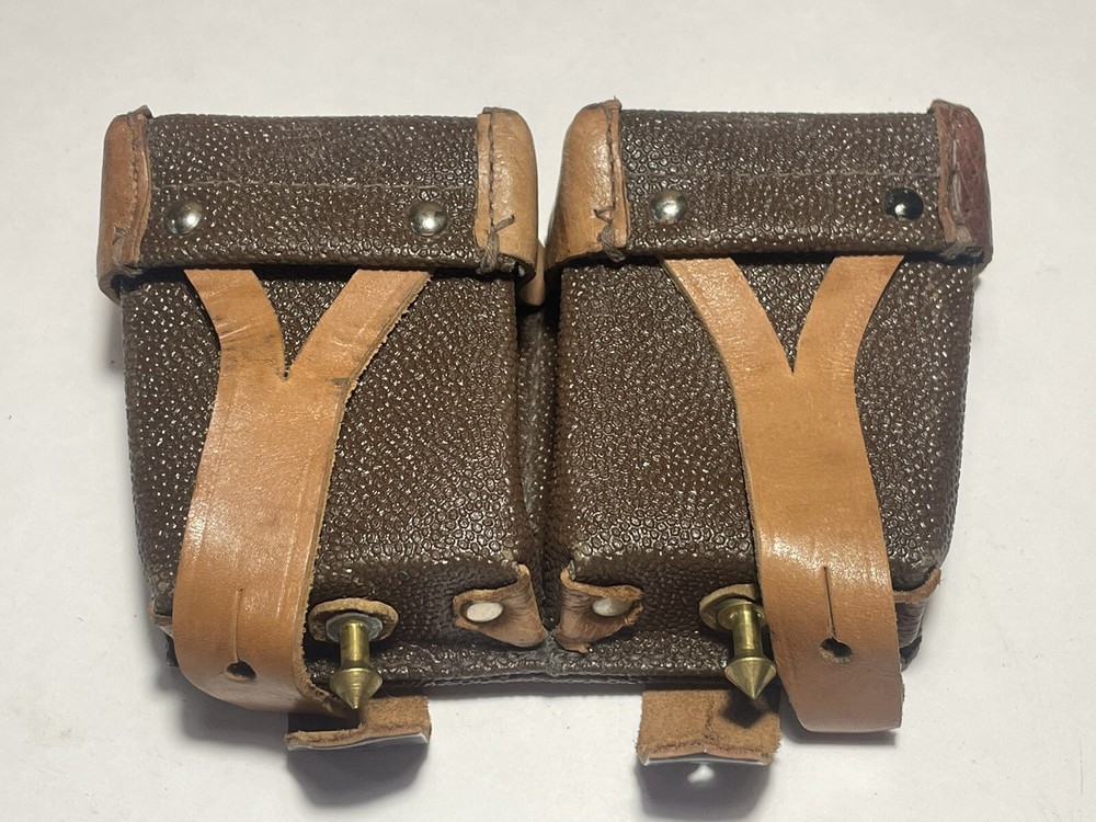 WWII Leather Ammo Pouch Original Double Pouches