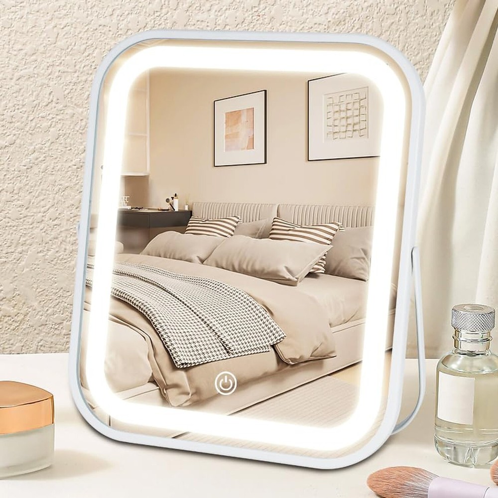 Lighted Makeup Mirror, Rechargeable Vanity Mirror with Lights 10''x8'' Makeup...