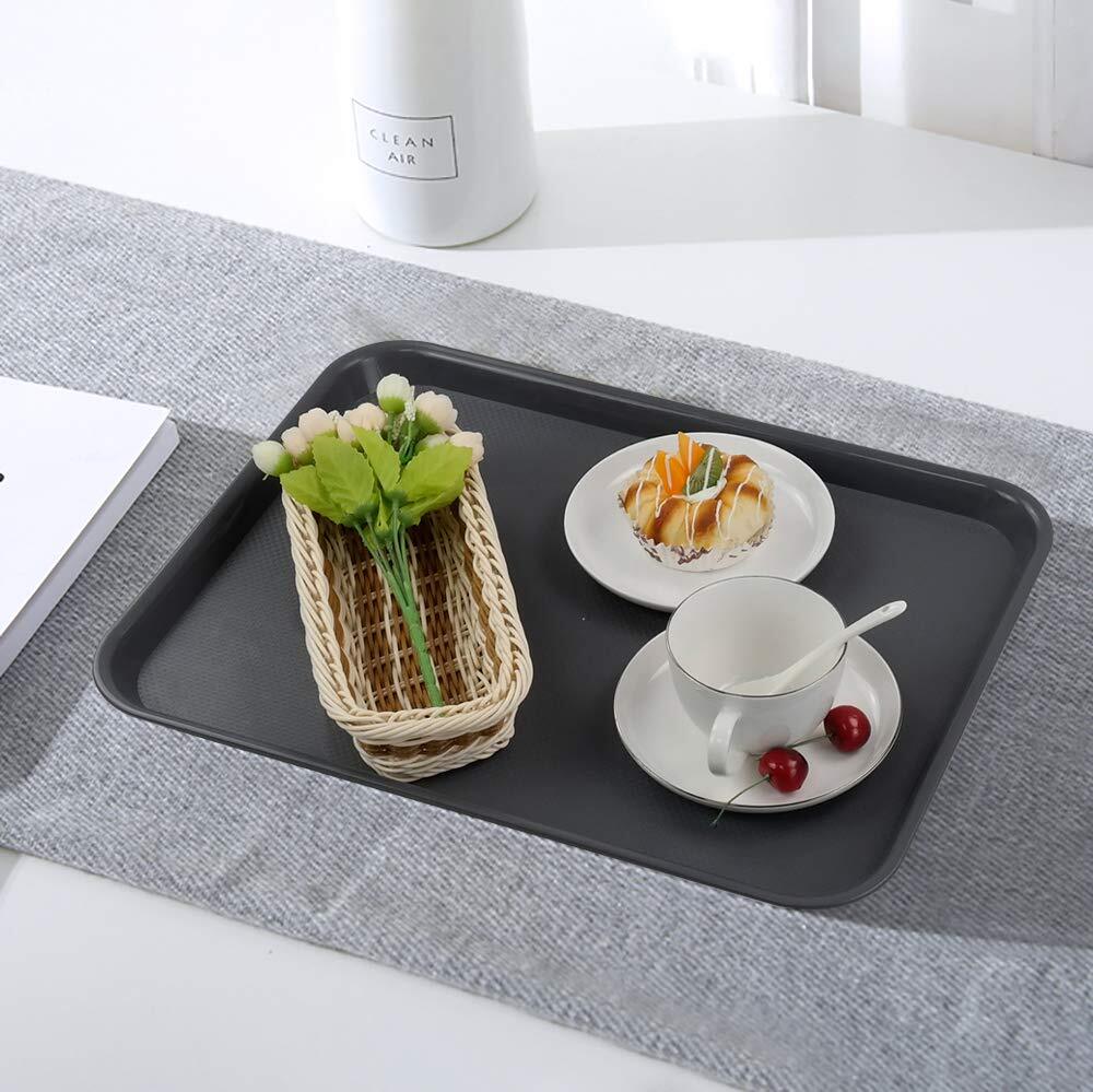Plastic Fast Food Trays Cafeteria Trays Grey 4PCS Serving Durable Stackable
