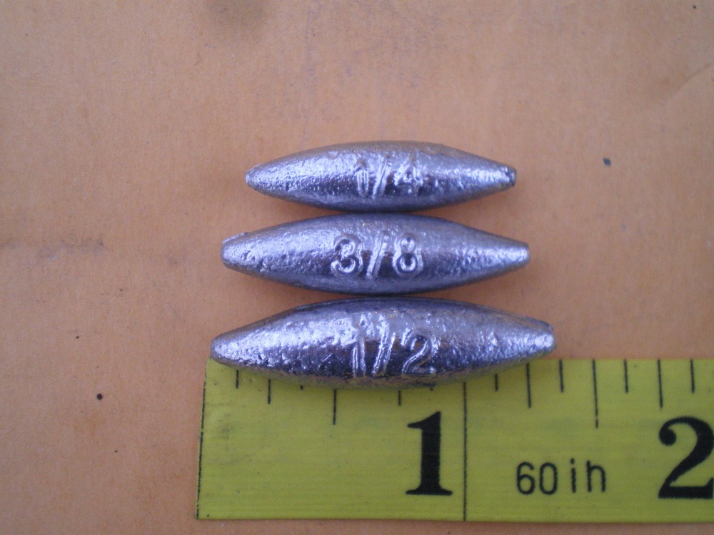 100 SLENDER SHAPE LURE BODIES/SLIP SINKER, 1/2 OZ. "MAKE SPINNERS"