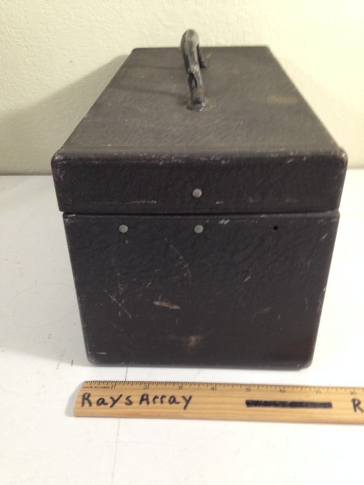 Vtg General Purpose triple Latch Tool Box medium unique size hammered gray brown