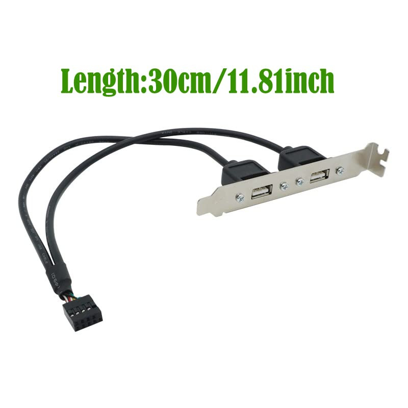 2 Pack Motherboard 9Pin USB to Dual USB2.0 Back Panel Rear Baffle Extension Cabl