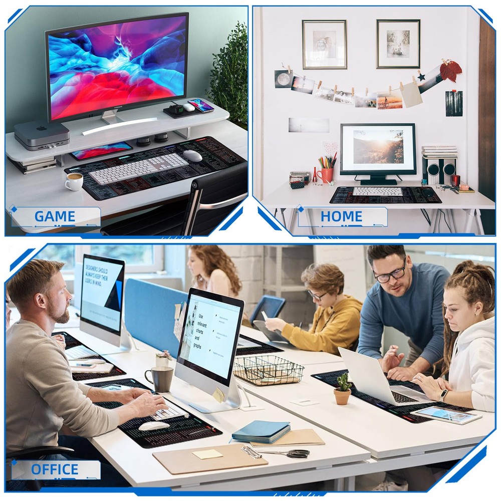 Computer Mouse Pad Desk Mat Office Power Point Excel Word CAD Shortcut Keys