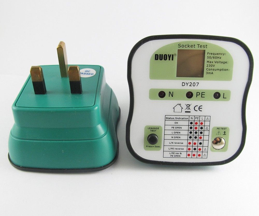 1pc DUOYI DY207 Electrical Socket Tester RCD Plug ( UK ) Europe Version