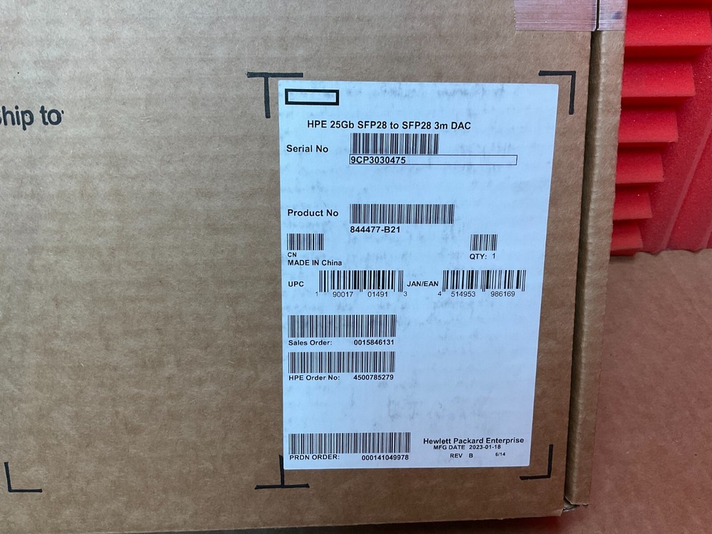 HPE 25GBase Direct Attach Cable 844477-B21 ✅❤️️✅❤️️ NEW! Open Box