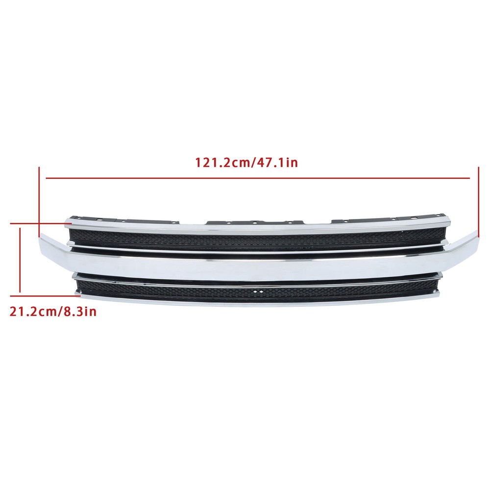 Front Upper Bumper Grille With Chrome Trim Plastic For 2013-2019 Ford Flex