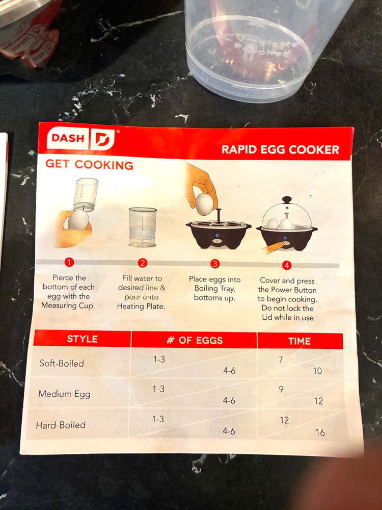 DASH Rapid Egg Cooker One Touch 6 Egg Capacity Hard Boiled Poached