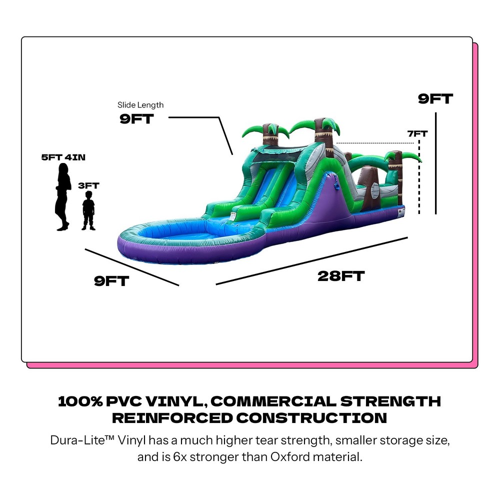 POP JUMP Tropical 28' Obstacle Course with Slide