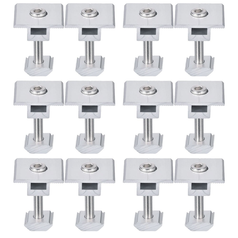 12Pc 30mm Solar Panel Middle Clamps Aluminium Solar Panel Mount Mid Clips HOT