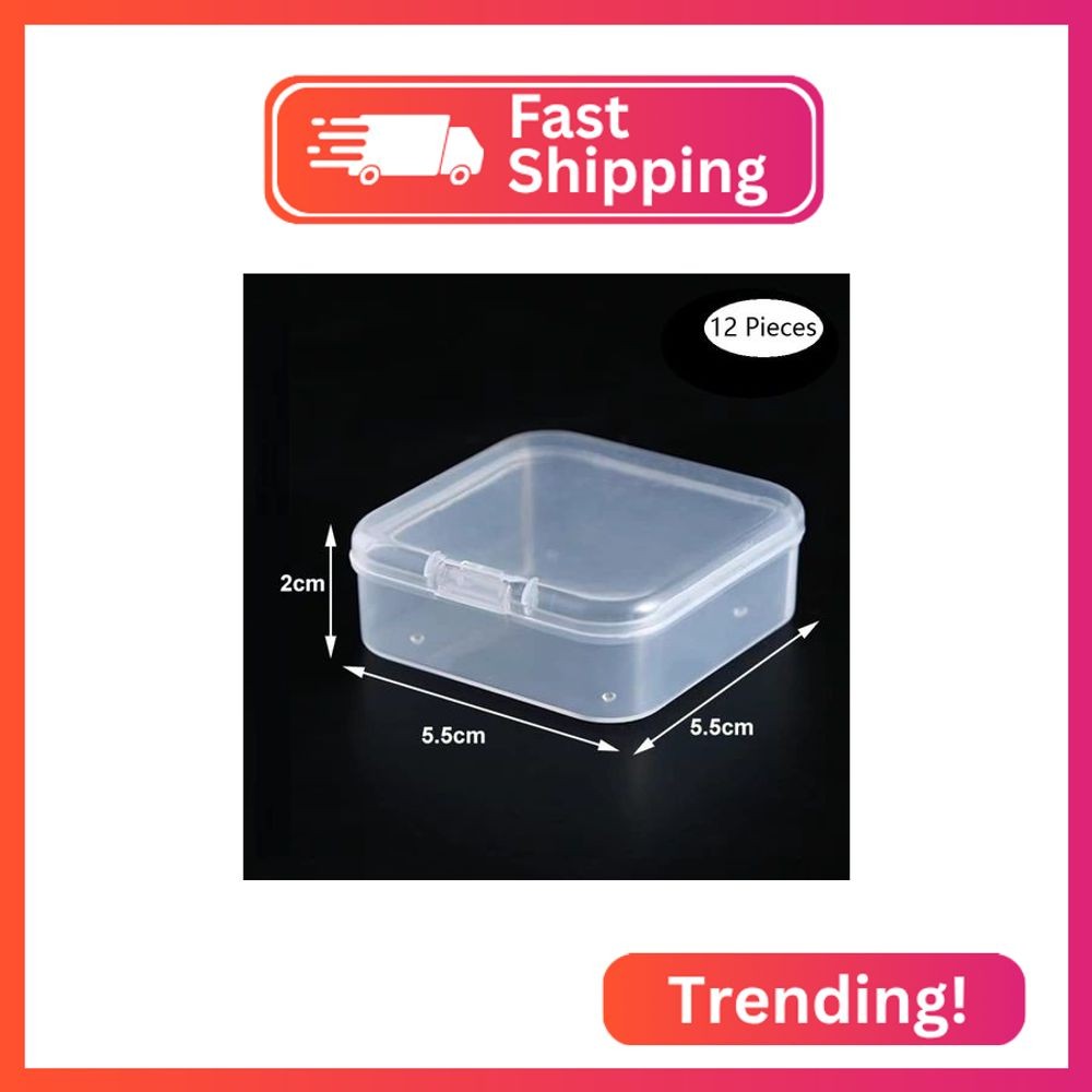 DKAOVH 12 Pieces Small Clear Plastic Beads Storage Container and Organizer Trans