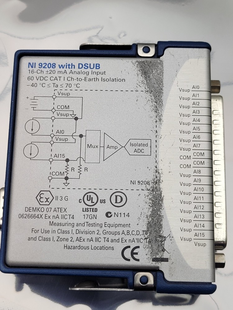 National Instrument NI-9208 16 Channel Analog input Module Passes Self Test
