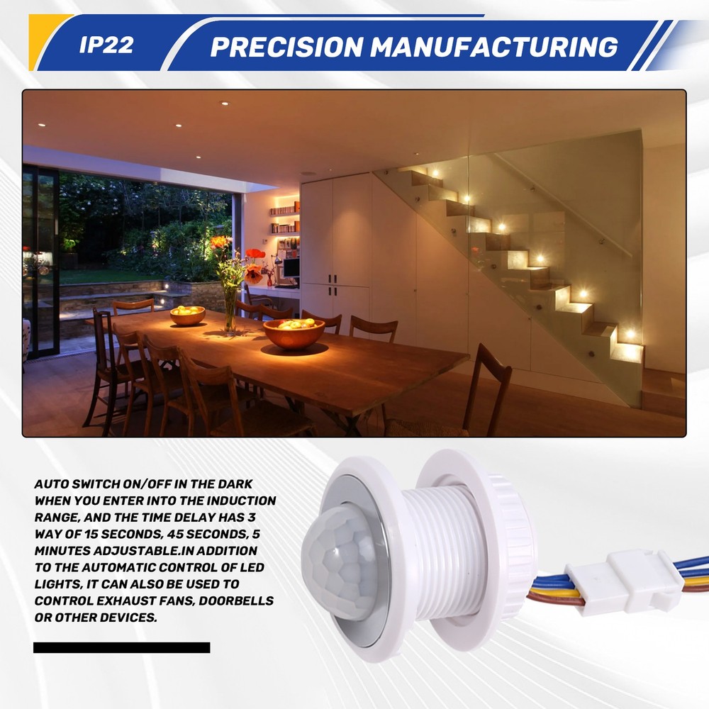 Motion Sensor Light 110-220V PIR Sensor Detection Time Delay Adjustable2946