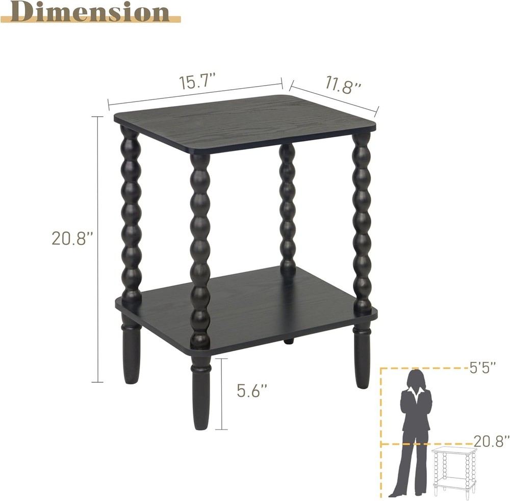 Side Tables Set of 2, Small End Table with Storage Shelf, Night Stand Set 2