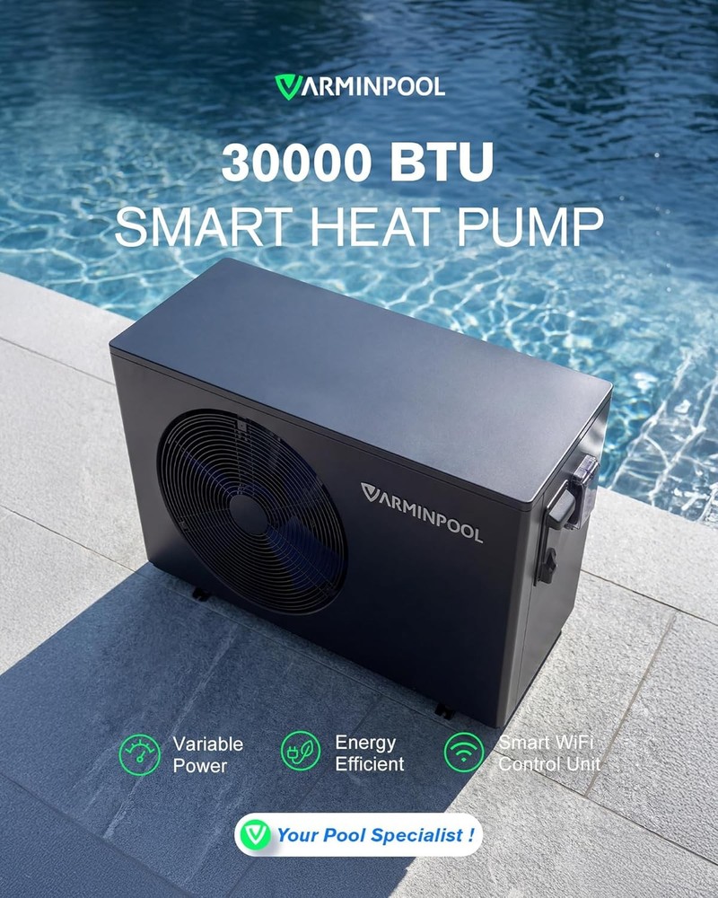 VARMINPOOL 30,000BTU Pool Heat Pump for Swimming Pools In-Ground & Spa Heater