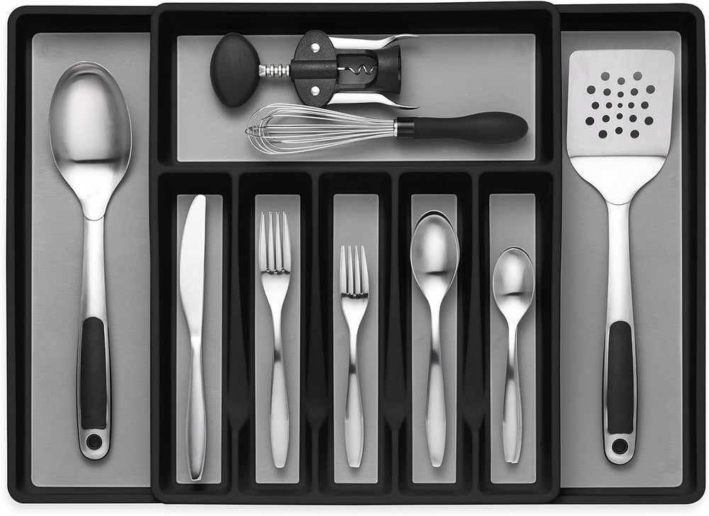 Expandable Cutlery Drawer Organizer, Flatware Drawer Tray for Silverware, Ser...