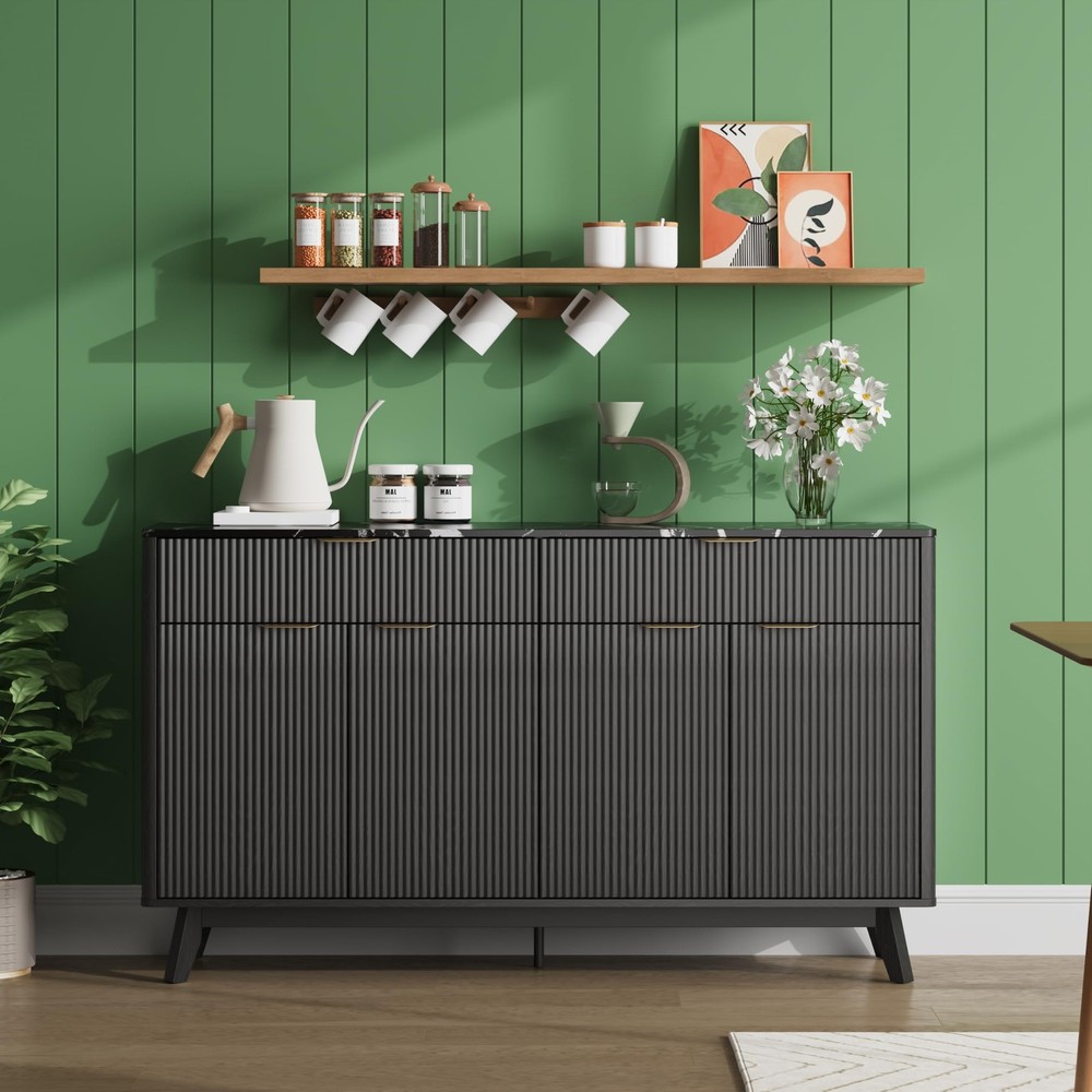 60'' Sideboard Buffet Storage Cabinet with 2 Drawers 4 Doors & Adjustable She...