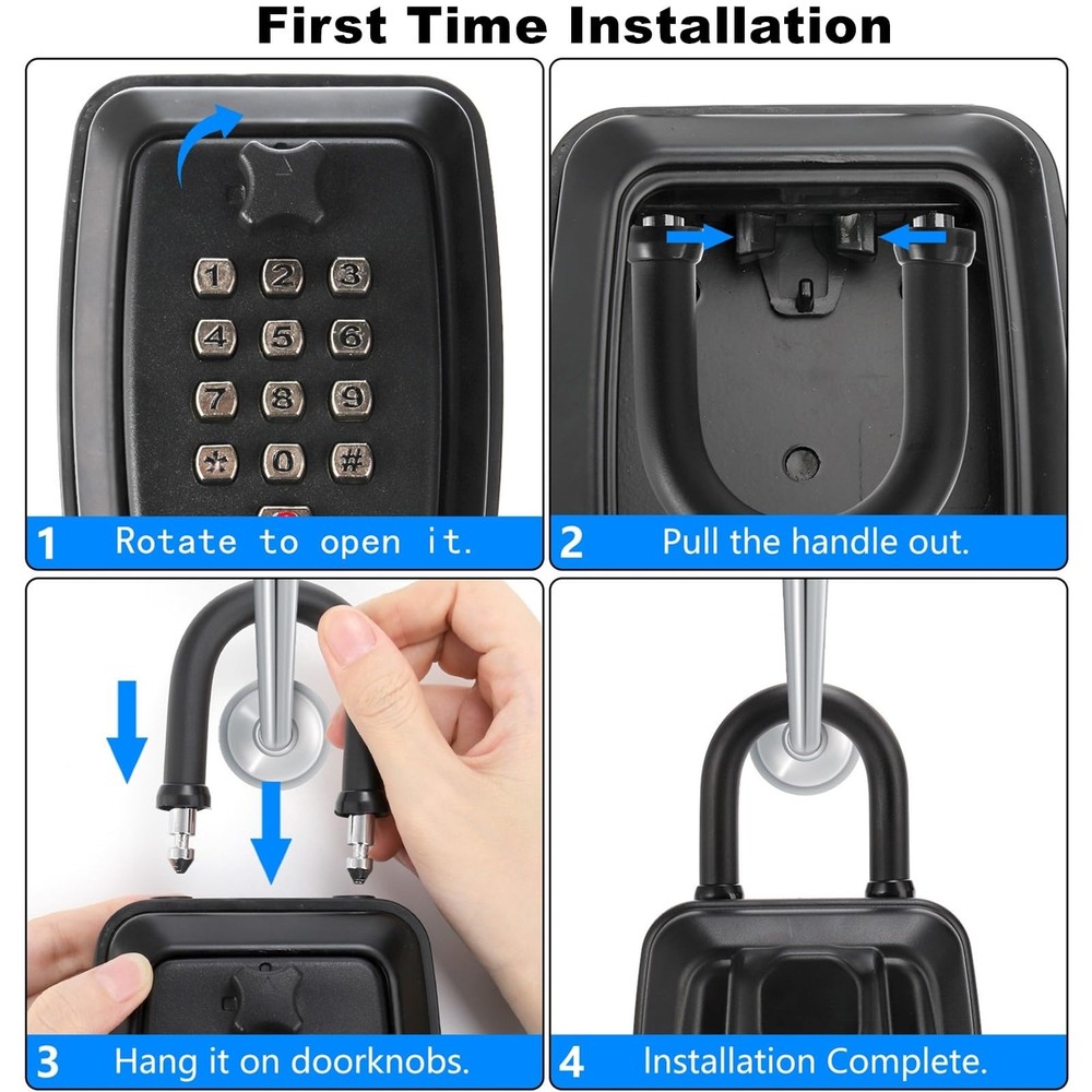 Key Lock Box Outside Waterproof 12 Digit Push Button Combination Removable