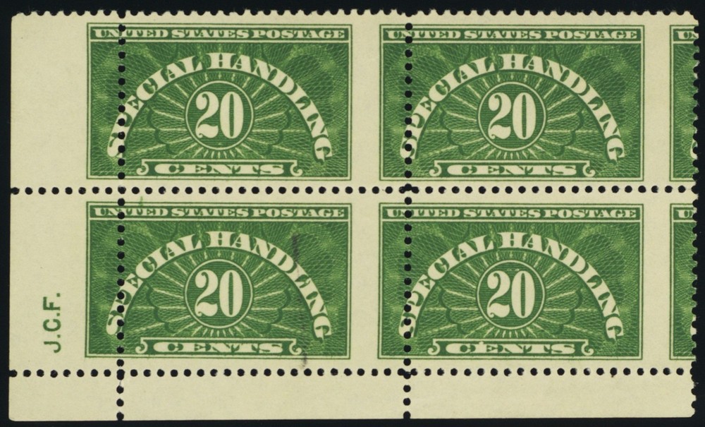 QE3, Mint NH 20¢ Amazing Misperfed Error Block With Initials * Stuart Katz